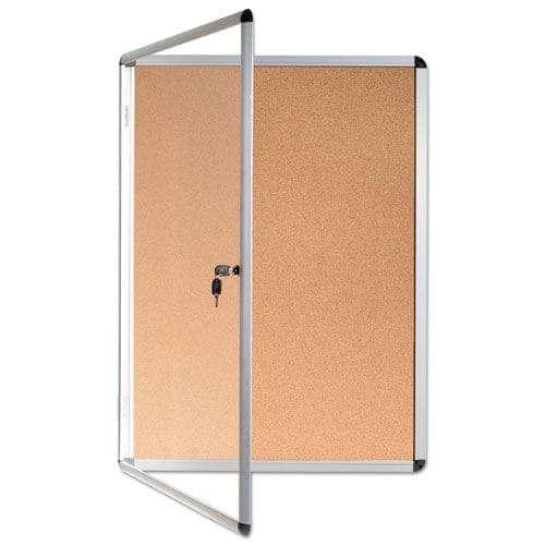 MasterVision Slim-line Enclosed Cork Bulletin Board One Door 28 X 38 Cork Surface Aluminum Frame - School Supplies - MasterVision®