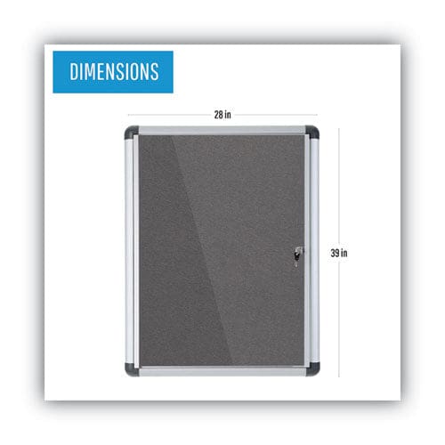 MasterVision Slim-line Enclosed Fabric Bulletin Board One Door 28 X 38 Gray Surface Aluminum Frame - School Supplies - MasterVision®