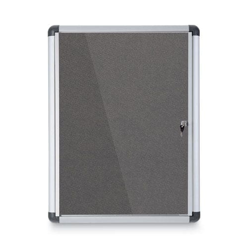 MasterVision Slim-line Enclosed Fabric Bulletin Board One Door 28 X 38 Gray Surface Aluminum Frame - School Supplies - MasterVision®