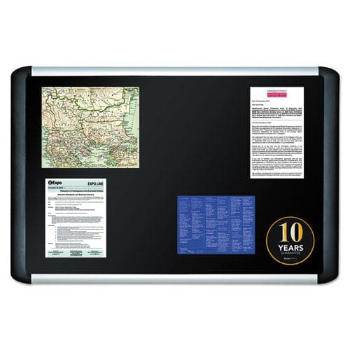 MasterVision Soft-touch Bulletin Board 36 X 24 Black Fabric Surface Aluminum/black Aluminum Frame - School Supplies - MasterVision®