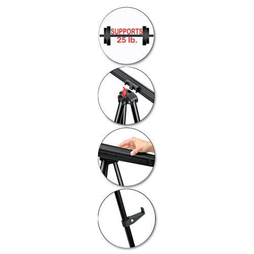 MasterVision Telescoping Tripod Display Easel Adjusts 35 To 64 High Metal Silver - School Supplies - MasterVision®