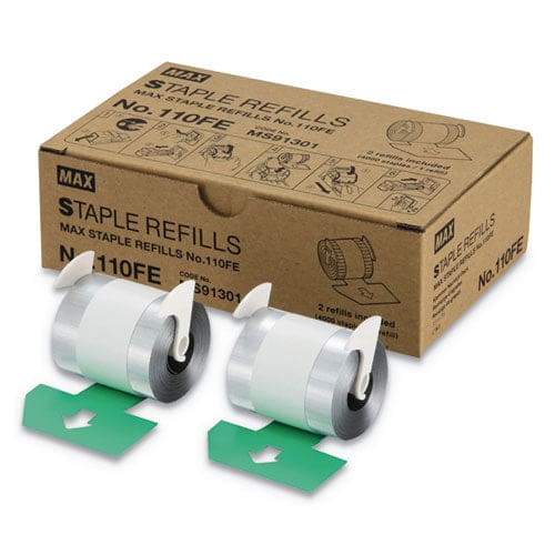 MAX Staple Refills No.110fe 0.56 Leg 0.5 Crown Silver 4,000/cartridge 2 Cartridges/box 8,000/box - Office - MAX