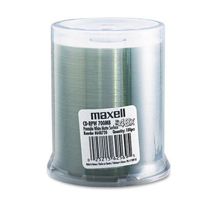 Maxell Cd-r Printable Recordable Disc 700 Mb/80 Min 48x Spindle Matte White 100/pack - Technology - Maxell®