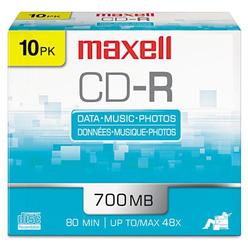 Maxell Cd-r Recordable Disc 700 Mb/80 Min 48x Slim Jewel Case Silver 10/pack - Technology - Maxell®