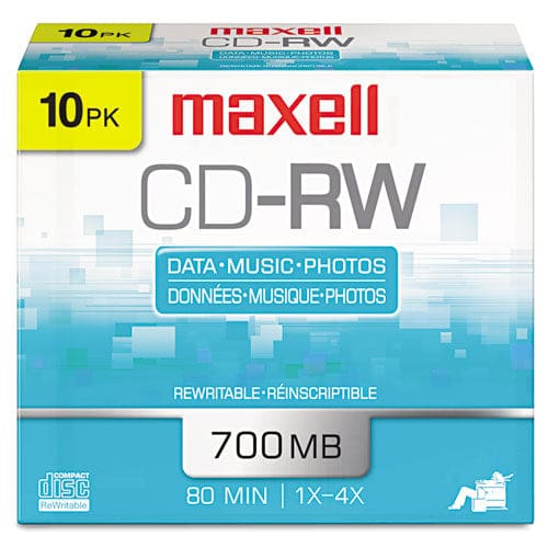 Maxell Cd-rw Rewritable Disc 700 Mb/80 Min 4x Jewel Case Silver 10/pack - Technology - Maxell®