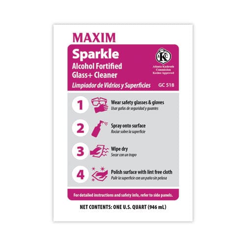 Maxim Rtu Sparkle Glass Cleaner Safe-to-ship 32 Oz Bottle 6/carton - School Supplies - Maxim®