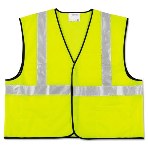 MCR Safety Class 2 Safety Vest Polyester Large Fluorescent Lime With Silver Stripe - Janitorial & Sanitation - MCR™ Safety
