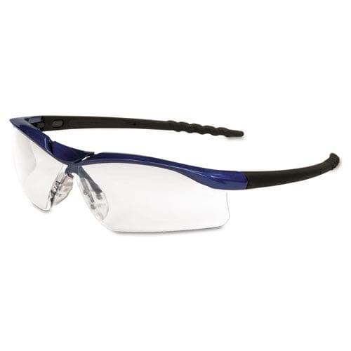 MCR Safety Dallas Wraparound Safety Glasses Metallic Blue Frame Clear Anti-fog Lens - Office - MCR™ Safety