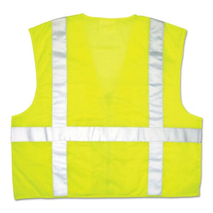 MCR Safety Luminator Safety Vest Large Lime Green With Stripe - Janitorial & Sanitation - MCR™ Safety