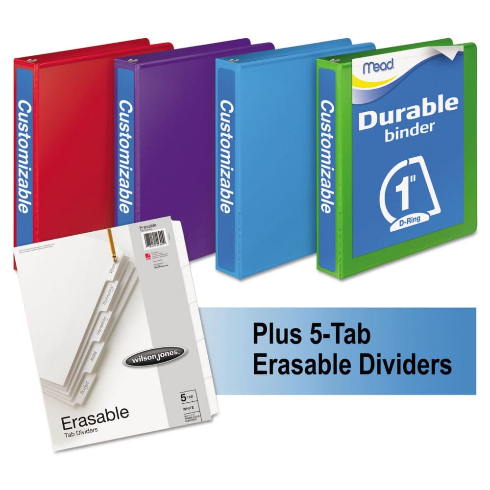 Mead - D-Ring View Binders Plus Pack 1 Cap 250 Sheets Assorted Colors - 4/Carton - Binders & Sheet Protectors - Mead