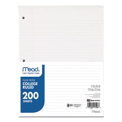 Mead Filler Paper 3-hole 8.5 X 11 College Rule 200/pack - School Supplies - Mead®