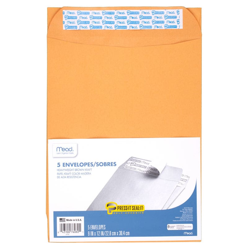 Mead Press It Seal It 5Ct 9 X 12 Envelopes (Pack of 12) - Envelopes - Mead - Acco Brands Usa LLC