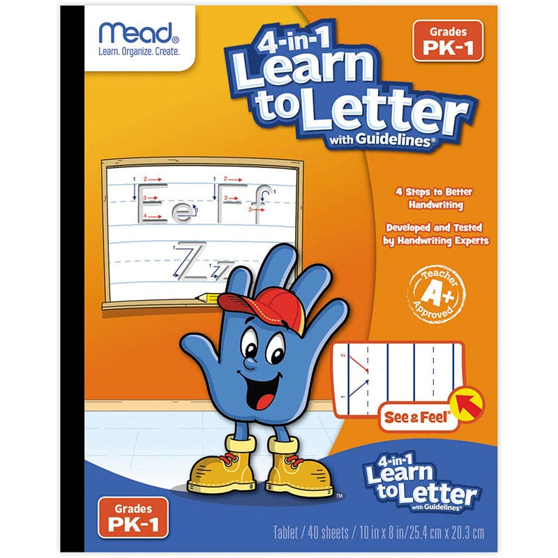 Mead See And Feel Learn To Letter with Guidelines 40Ct Gr Pk-1 (Pack of 6) - Handwriting Skills - Mead - Acco Brands Usa LLC