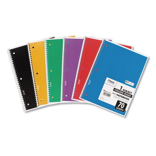 Mead Spiral Notebook 1 Subject Medium/college Rule Assorted Covers 10.5 X 8 70 Sheets 6/pack - School Supplies - Mead®