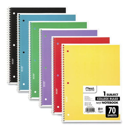 Mead Spiral Notebook 1 Subject Medium/college Rule Assorted Covers 10.5 X 8 70 Sheets 6/pack - School Supplies - Mead®