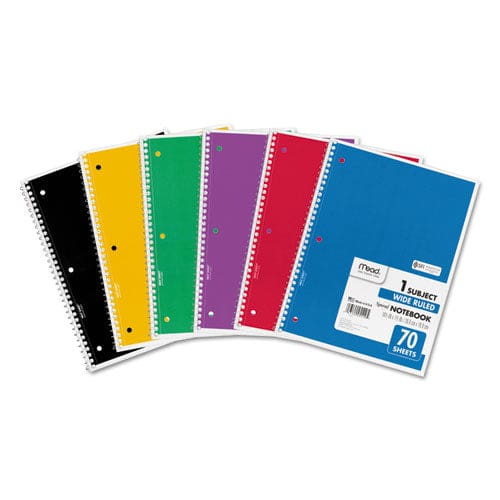Mead Spiral Notebook 1 Subject Wide/legal Rule Assorted Covers 10.5 X 8 70 Sheets 6/pack - School Supplies - Mead®