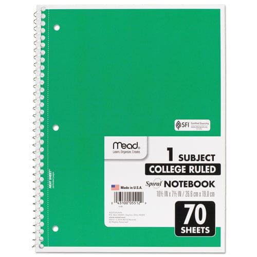 Mead Spiral Notebook 3-hole Punched 1 Subject Medium/college Rule Randomly Assorted Covers 10.5 X 7.5 70 Sheets - School Supplies - Mead®