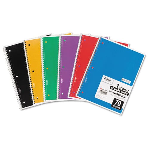 Mead Spiral Notebook 3-hole Punched 1 Subject Medium/college Rule Randomly Assorted Covers 10.5 X 7.5 70 Sheets - School Supplies - Mead®