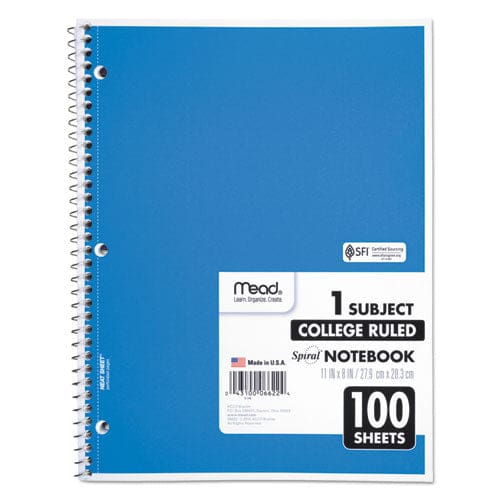 Mead Spiral Notebook 3-hole Punched 1 Subject Medium/college Rule Randomly Assorted Covers 11 X 8 100 Sheets - School Supplies - Mead®