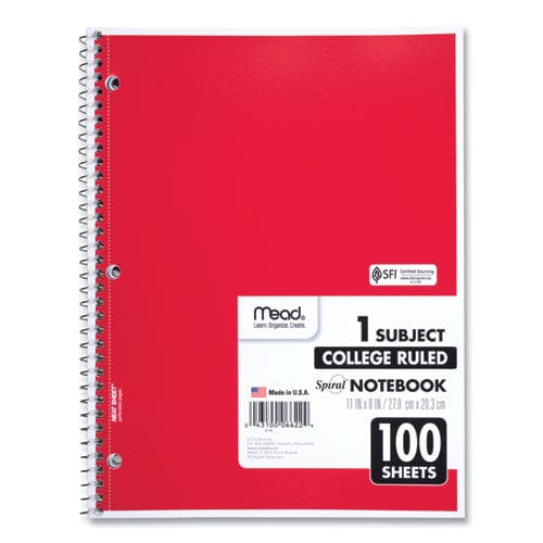 Mead Spiral Notebook 3-hole Punched 1 Subject Medium/college Rule Randomly Assorted Covers 11 X 8 100 Sheets - School Supplies - Mead®