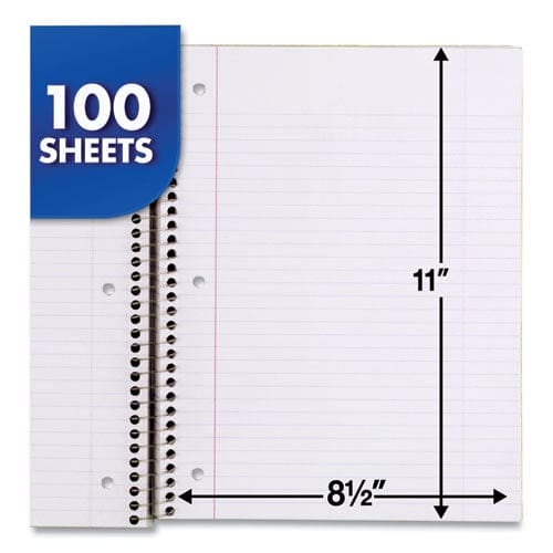 Mead Spiral Notebook 3-hole Punched 1 Subject Medium/college Rule Randomly Assorted Covers 11 X 8 100 Sheets - School Supplies - Mead®