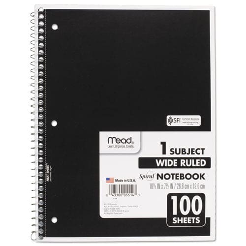 Mead Spiral Notebook 3-hole Punched 1 Subject Wide/legal Rule Randomly Assorted Covers 10.5 X 7.5 100 Sheets - School Supplies - Mead®