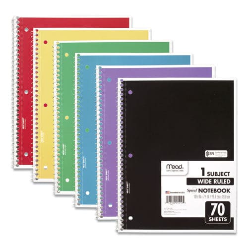 Mead Spiral Notebook 3-hole Punched 1 Subject Wide/legal Rule Randomly Assorted Covers 10.5 X 7.5 70 Sheets - School Supplies - Mead®