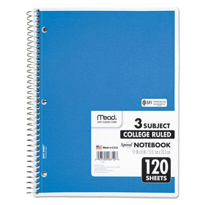 Mead Spiral Notebook 3 Subject Medium/college Rule Randomly Assorted Covers 11 X 8 120 Sheets - School Supplies - Mead®