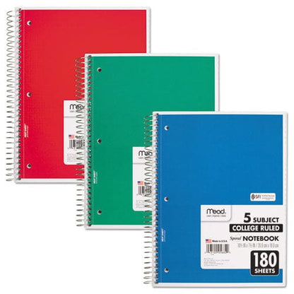 Mead Spiral Notebook 5 Subject Medium/college Rule Randomly Assorted Covers 10.5 X 8 180 Sheets - School Supplies - Mead®