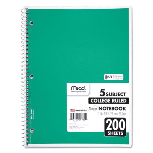 Mead Spiral Notebook 5 Subject Medium/college Rule Randomly Assorted Covers 11 X 8 200 Sheets - School Supplies - Mead®