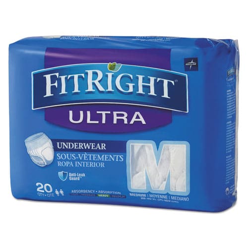 Medline Fitright Ultra Protective Underwear Medium 28 To 40 Waist 20/pack 4 Pack/carton - Janitorial & Sanitation - Medline