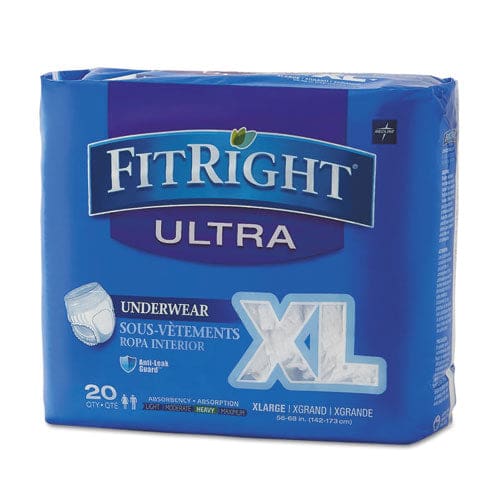 Medline Fitright Ultra Protective Underwear X-large 56 To 68 Waist 20/pack - Janitorial & Sanitation - Medline