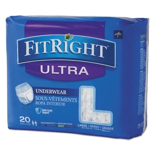 Medline Fitright Ultra Protective Underwear X-large 56 To 68 Waist 20/pack - Janitorial & Sanitation - Medline