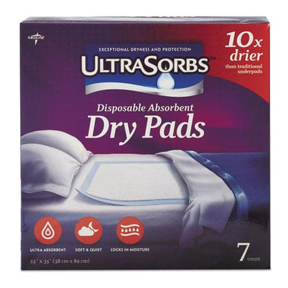 Medline Ultrasorbs Disposable Dry Pads 23 X 35 Blue 7/box - Janitorial & Sanitation - Medline