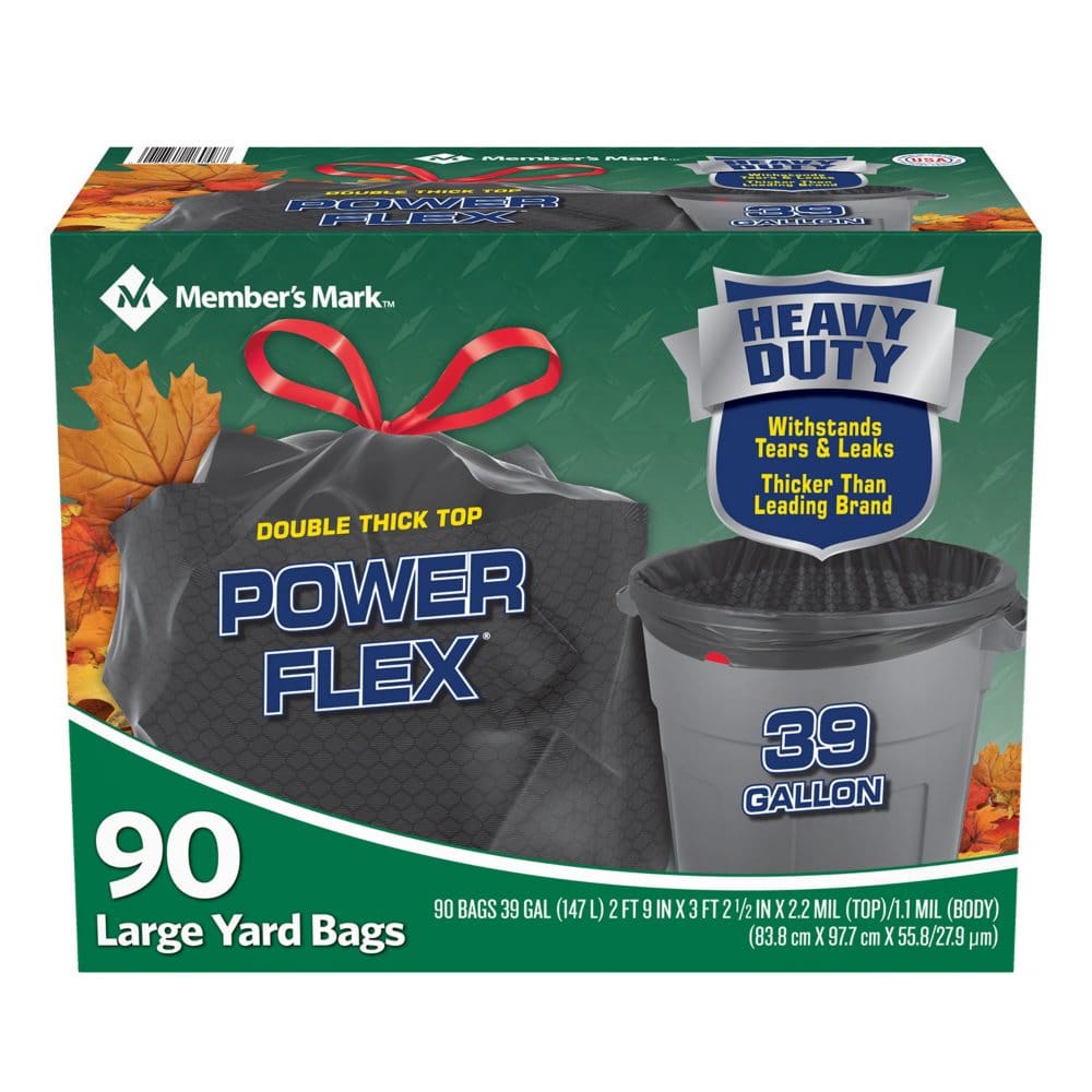 Member’s Mark 39 Gallon Power-Guard Drawstring Yard Trash Bags (90 ct.) - Paper & Plastic - Member’s Mark