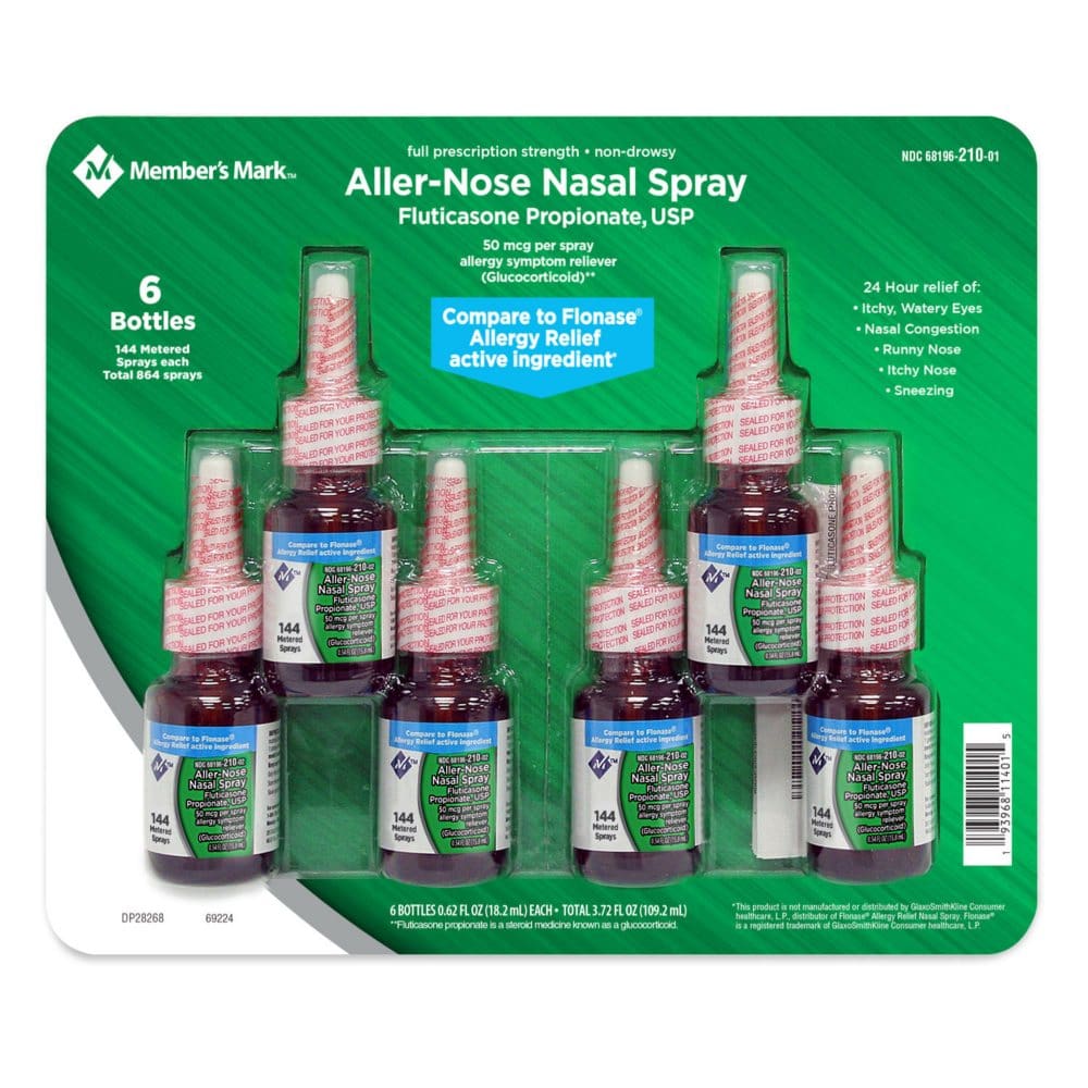 Member’s Mark 50mcg Aller-Nose Fluticasone Propionate Nasal Spray (0.62 fl. oz. 6 ct.) - Allergy & Sinus - Member’s Mark