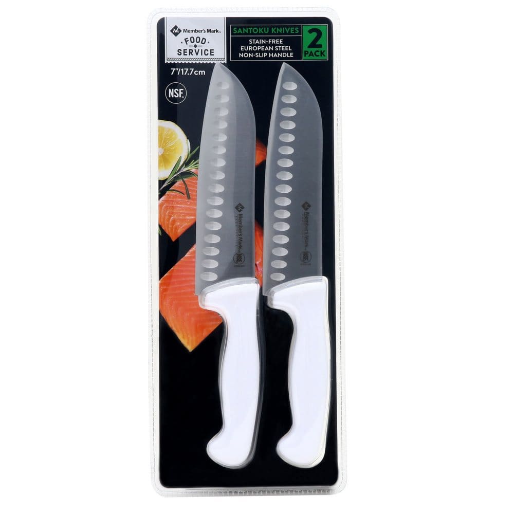 Member’s Mark 7 Santoku Slicing Knives with Non-Slip Handle (2 pk.) - Cutlery Sets & Kitchen Knives - Member’s Mark