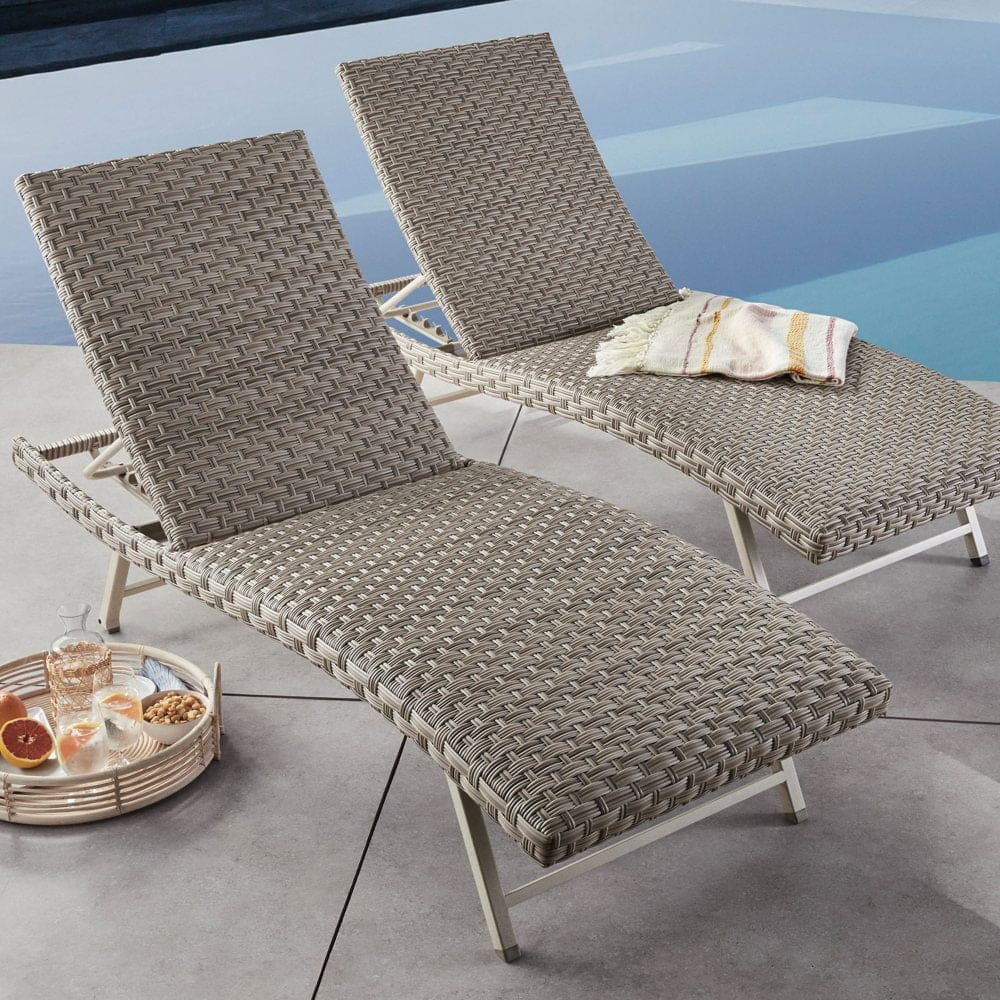 Member’s Mark Padded Wicker Chaise 2-Pack - Beige - Outdoor Lounge Furniture - Member’s Mark