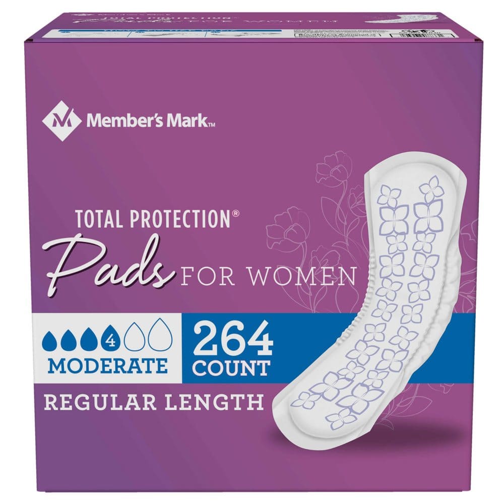 Member’s Mark Total Protection Pads for Women Moderate - Regular Length (264 ct.) - Incontinence Aids - Member’s Mark