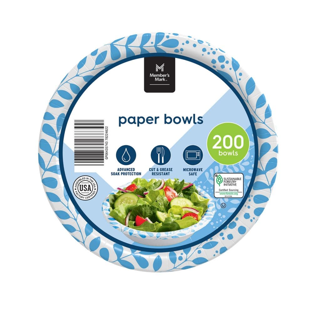 Member’s Mark Ultra Snack/Dip Paper Bowls (12 oz. 200 ct.) - Disposable Tableware - Member’s Mark