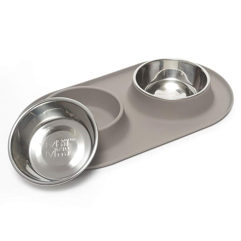 Messy Mutts Dog Double Feeder Grey 3 Cup - Pet Supplies - Messy Mutts