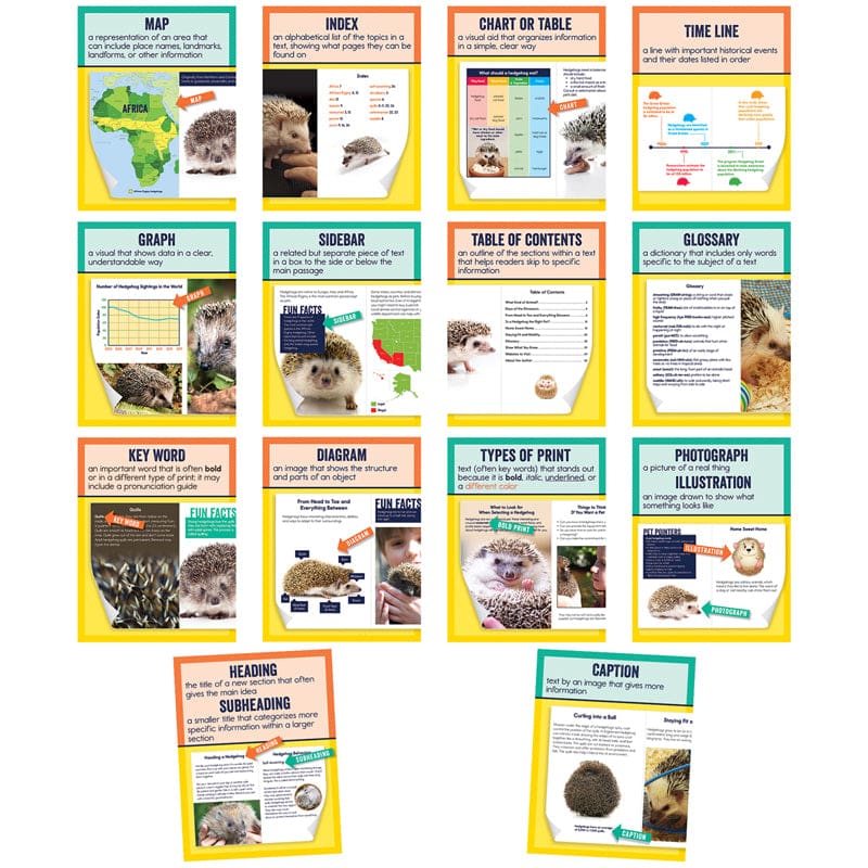 Mini Posters Nonfiction Text Features (Pack of 6) - Language Arts - Carson Dellosa Education