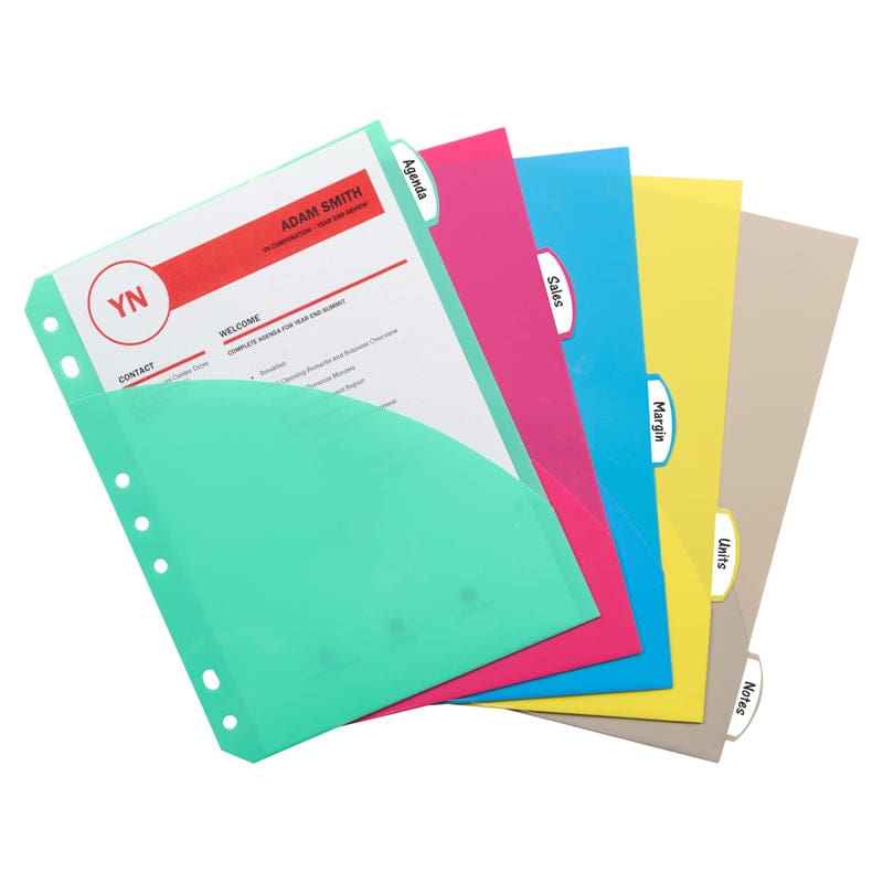 Mini Size 5 Tab 5Pk Poly Index Dividers With Pockets (Pack of 12) - Dividers - C-Line Products Inc