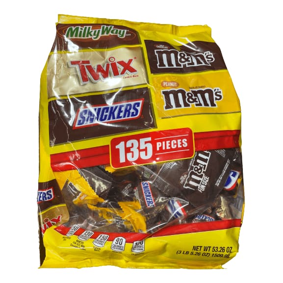 Mars Wrigley Variety M&M's, Snickers, Twix & Milky Way Halloween Chocolate Candy Variety Pack - 52.16oz/135Ct