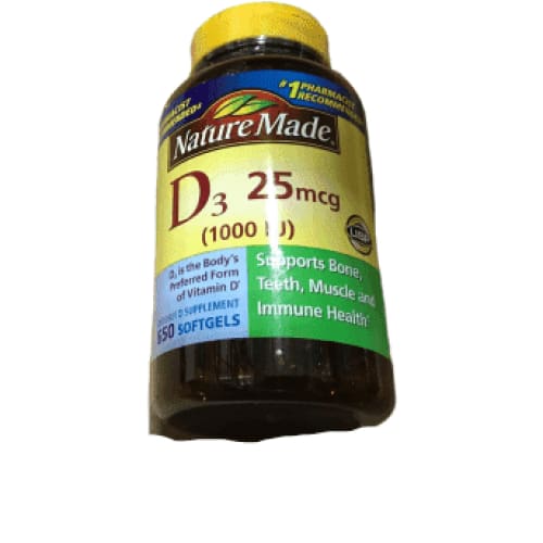 Nature Made Vitamin D3 1000 IU, Mega Size, 650-Count Softgels - ShelHealth.Com