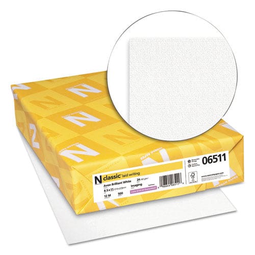 Neenah Paper Classic Laid Stationery 93 Bright 24 Lb Bond Weight 8.5 X 11 Avon White 500/ream - Office - Neenah Paper