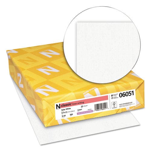 Neenah Paper Classic Linen Stationery 97 Bright 24 Lb Bond Weight 8.5 X 11 Solar White 500/ream - Office - Neenah Paper