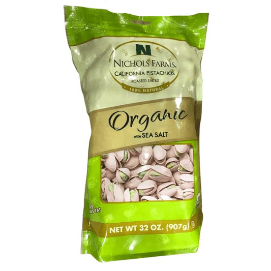 Nichols Farms California Pistachios Roasted Salted, Organic with Sea Salt, 32-ounce bag - ShelHealth.Com