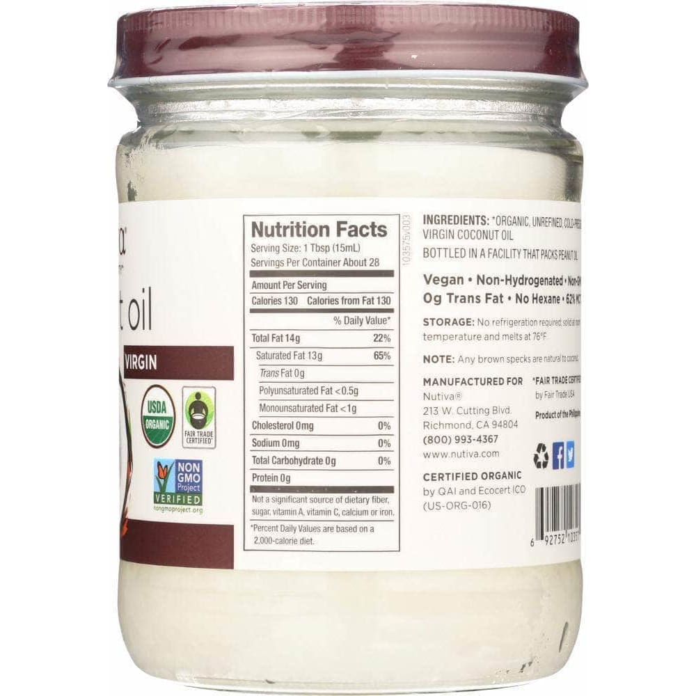 Nutiva Nutiva Organic Superfood Extra Virgin Coconut Oil, 14 oz