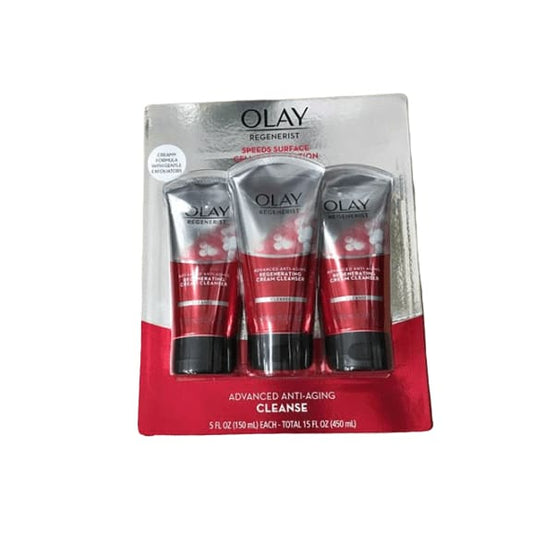 Olay Regenerist Regenerating Cream Face Cleanser, 5 Fl. Oz (Pack of 3) - ShelHealth.Com